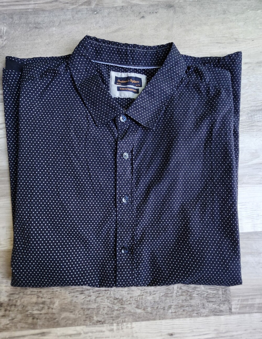 Gentlemens Outfitters Mens 3X Navy Polka Dot Shirt 100% Cotton Button Down